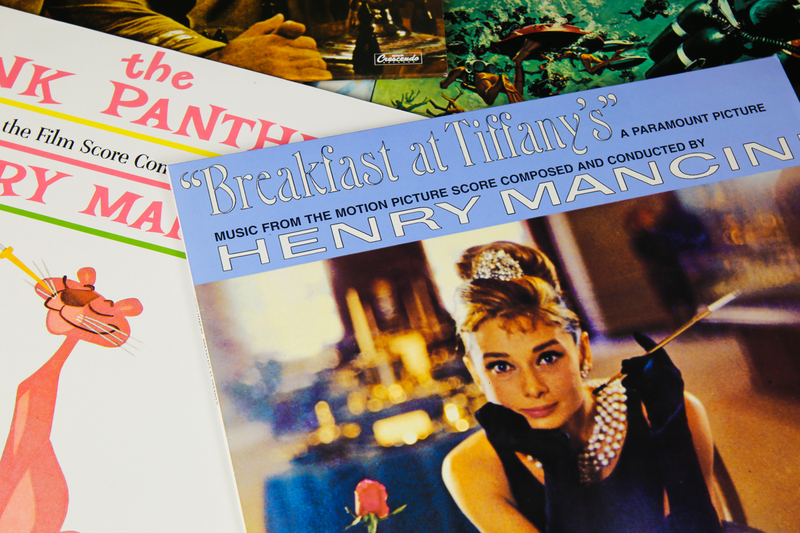 Old movie soundtrack vinyl record album covers of Breakfast at Tiffany´s