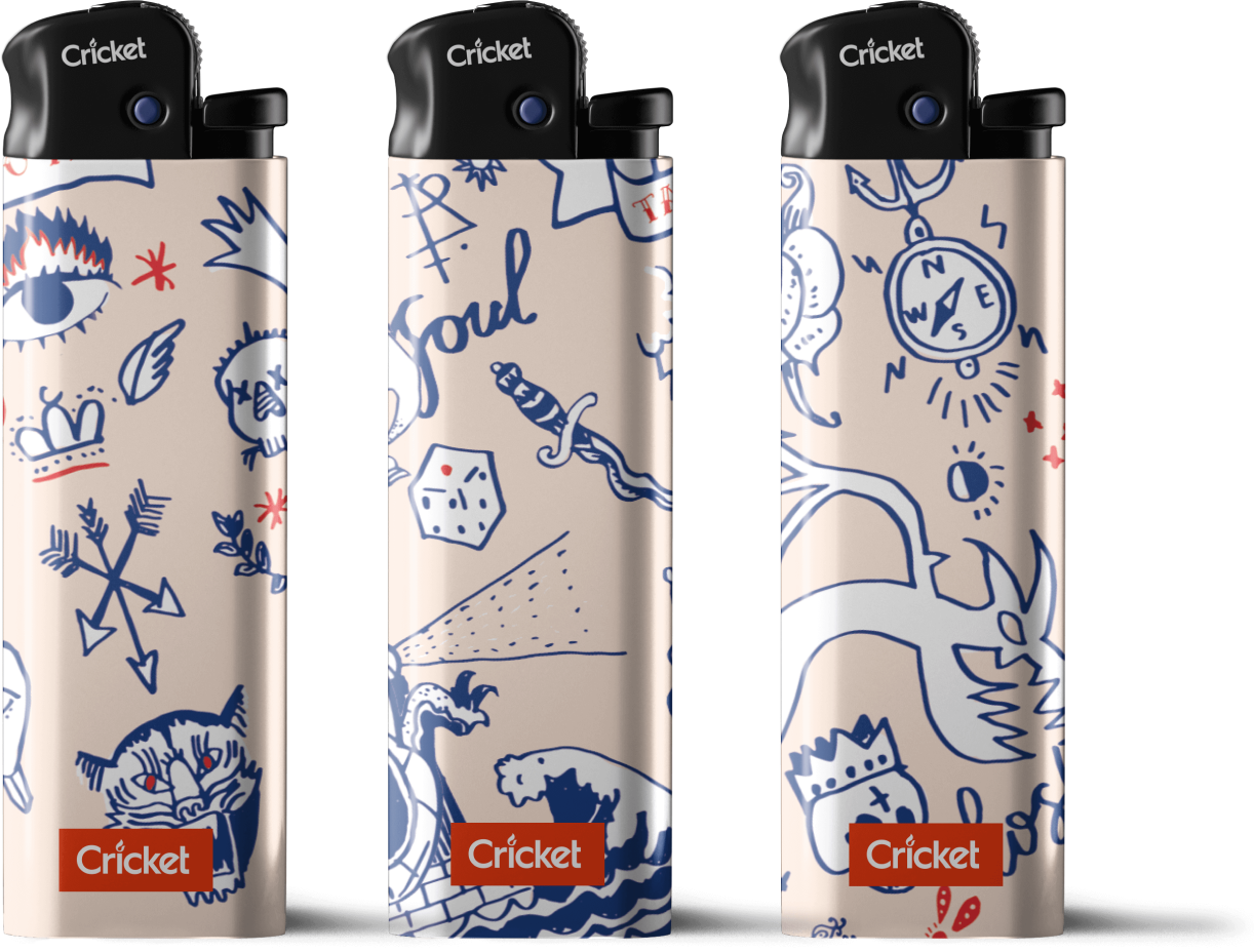 Cricket ink design lighters