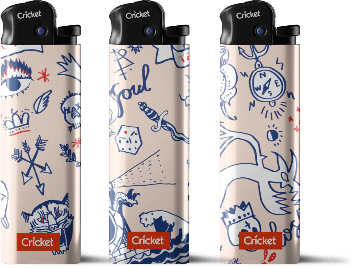 Cricket ink design lighters