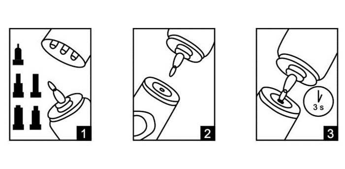 An instructional image showing how to refill the utility lighter 