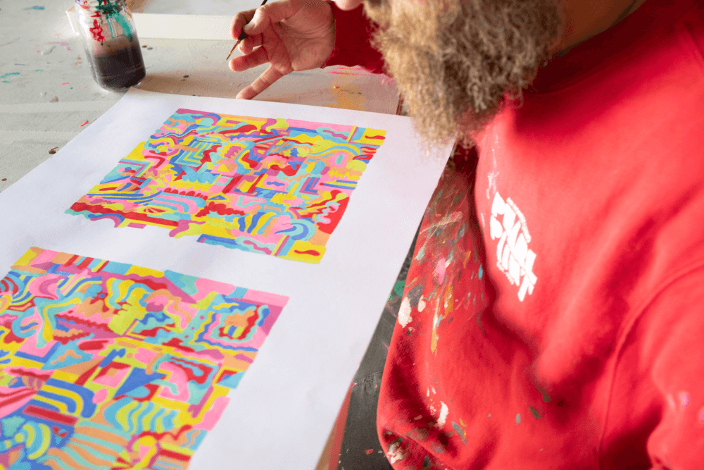 Mike Perry is painting the lighter design