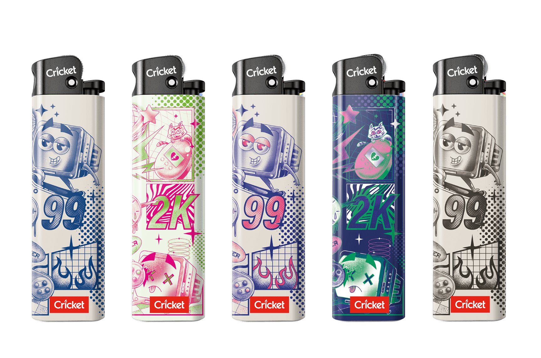 The Y2K-themed lighter collection is a touch of nostalgia. It features the arrival of the year 2000 amidst the pops and fizz of Y2K fashion. 